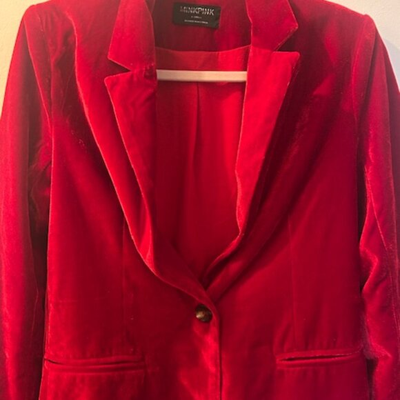 Free People MINKPINK Rich Ruby Velvet Lined Injection Blazer - Picture 5 of 16